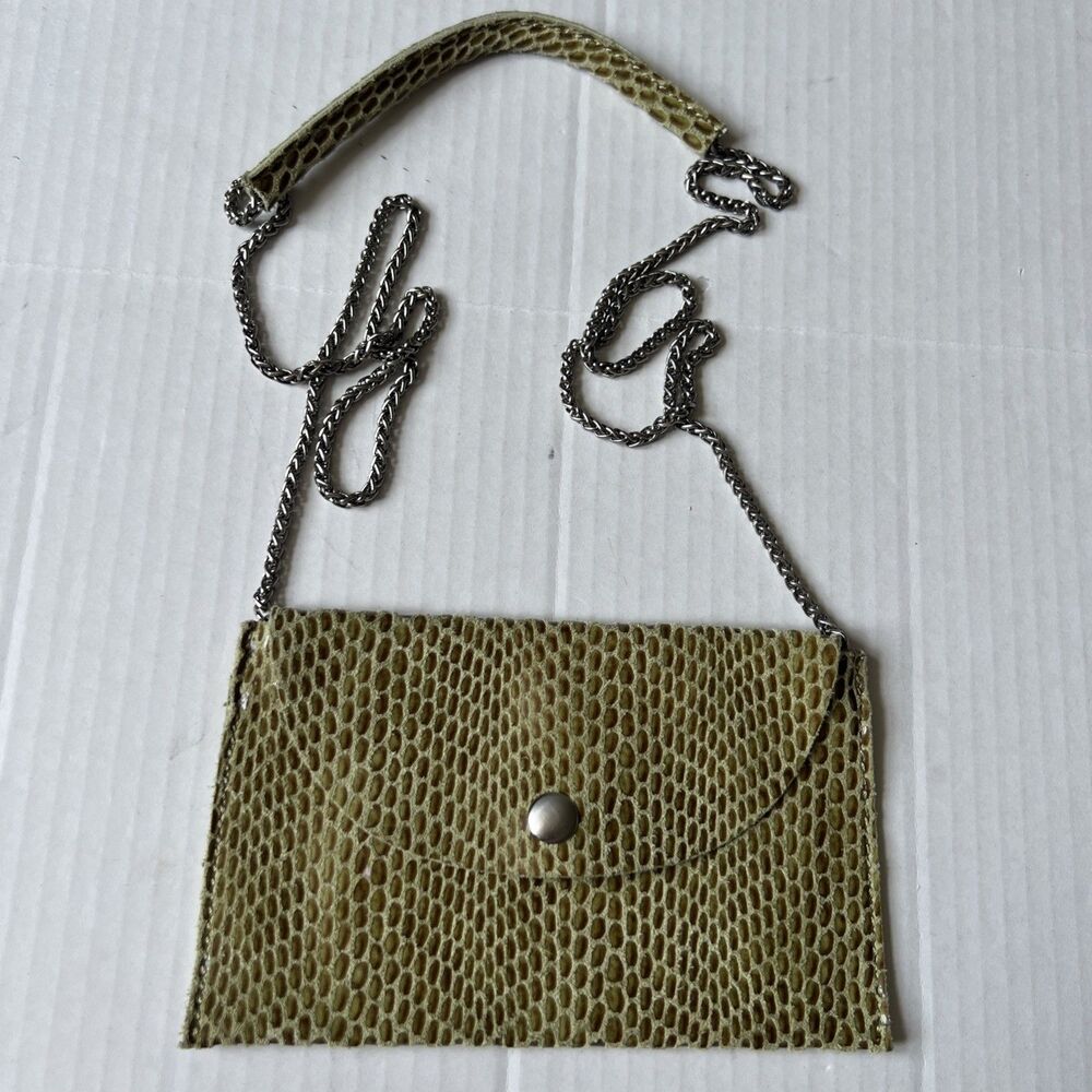 Sorial New York Mini Crossbody Bag Beige Leather Snakeskin Chain Clutch